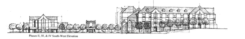 A drawing of the side of a building