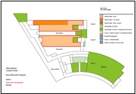 A map of the different sections of a building.